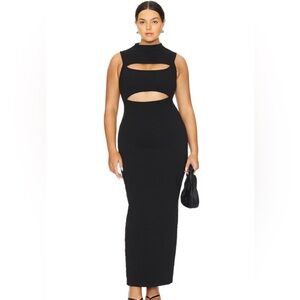 Good American Black Wide Scrunchie Cut Out Maxi Dress Plus Size 2XL $229
